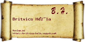 Britvics Héla névjegykártya